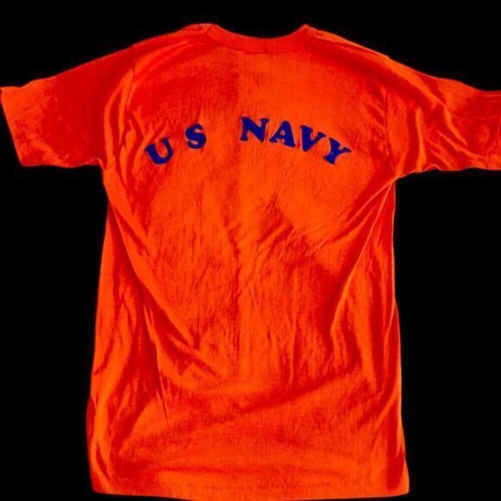 Vintage US Navy 1980’s Pensacola City of Five Flags Orange T-Shirt Aviation Med